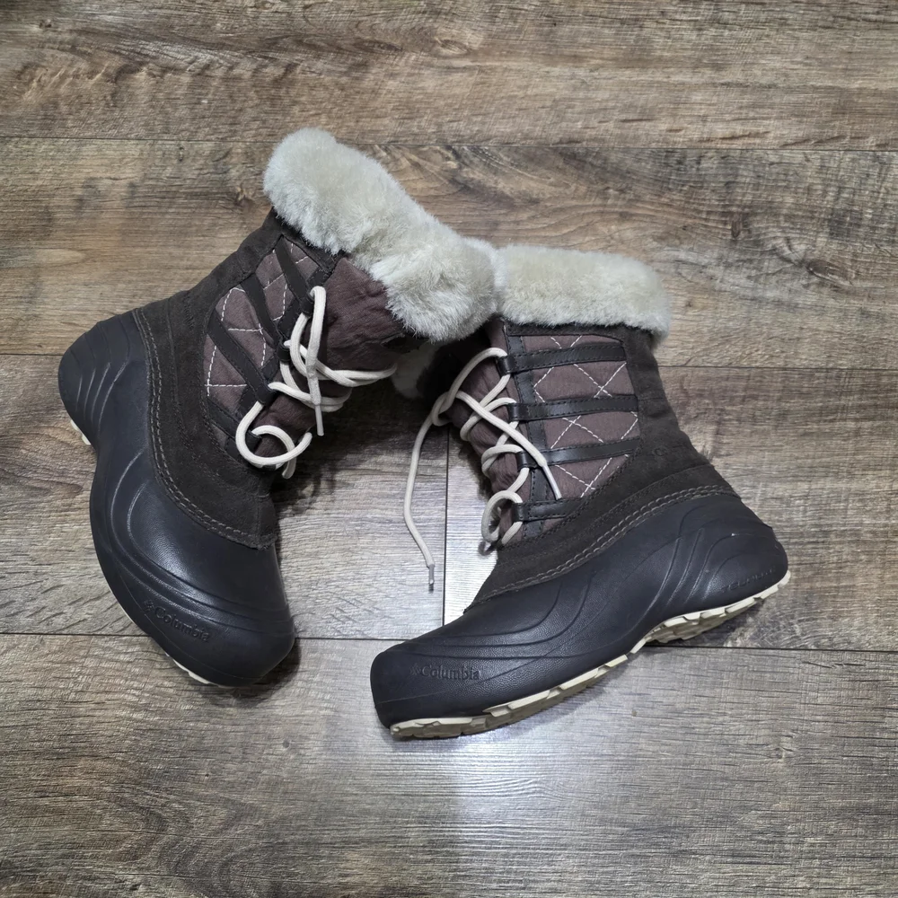 Columbia Fur-Lined Winter Boots - Brown and Cream Women 5.5